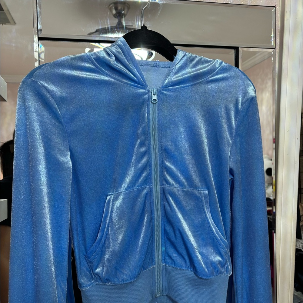Shimmering Blue Velvet Hoodie